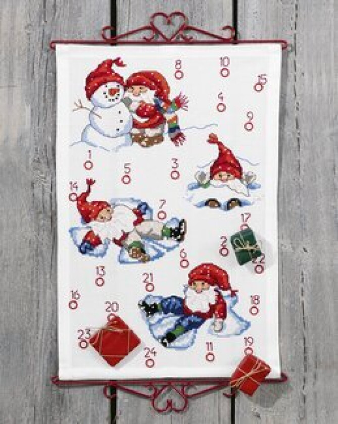 Broderisett Aida Julekalender Lek med Snø 40x60cm