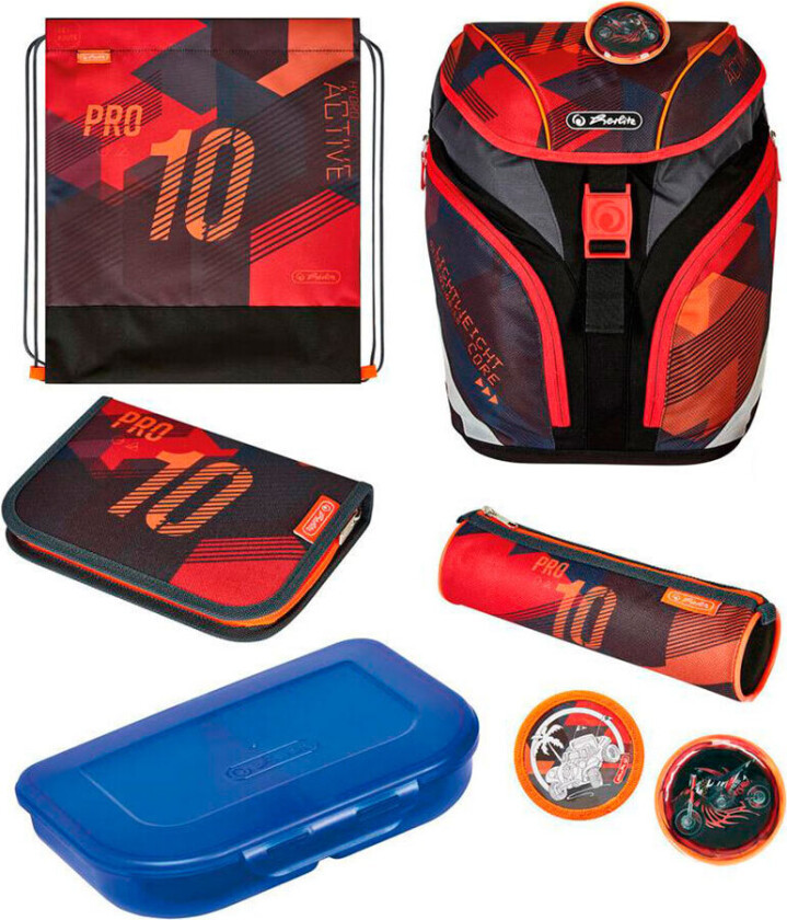 Herlitz SoftLight Plus Sports, Pencil pouch, Sport bag, Lunchboks, Pennal, Skolesekk, Gutt, Barneskole, Ryggsekk, 16 l, Sidelomme