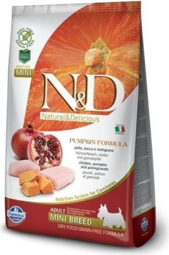 N&D Pumpkin Chicken & Pomegranate Adult Mini Tørrfôr til hund 2,5 kg