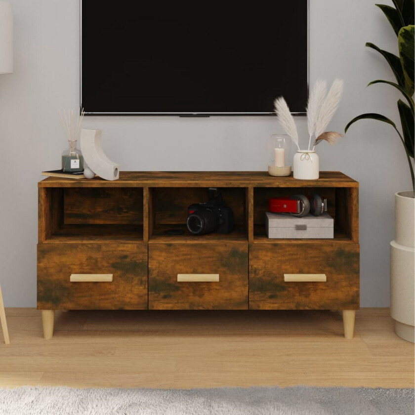 TV-benk røkt eik 102x36x50 cm konstruert tre