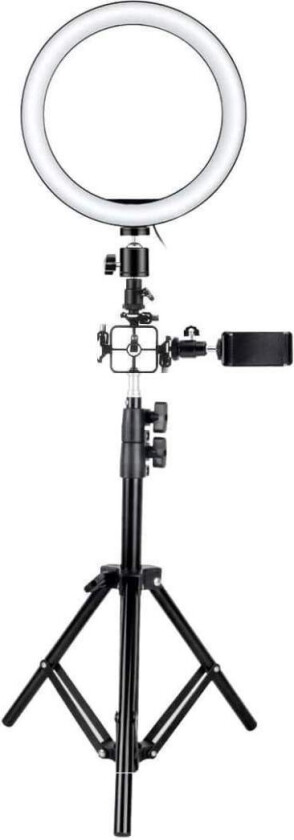 Selfie-lampe / Ring light (26 cm), stativ og festen