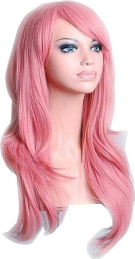 Rosa parykk 70 cm cosplay kjole