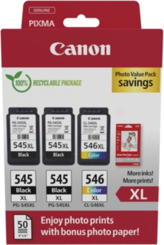 Multipack 2x PG-545XL & CL-546XL + 50ark fotopapir