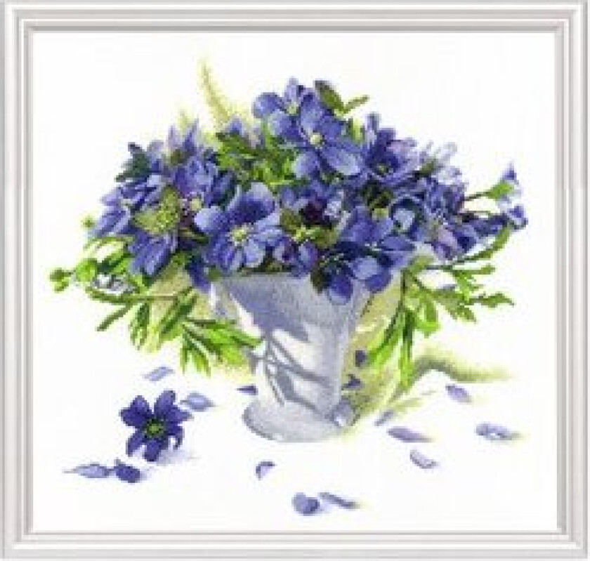 Broderipakke Bilde Blå blomster