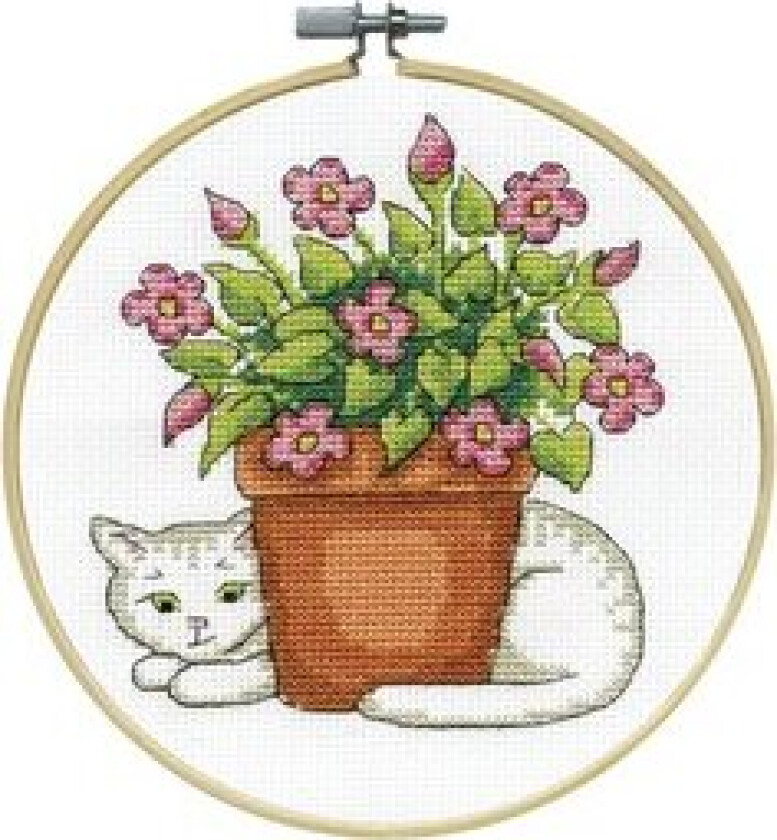 Broderipakke Bilde Katt & Blomster