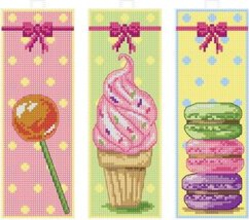 Broderipakke Bokmerker Sweets 3-pk