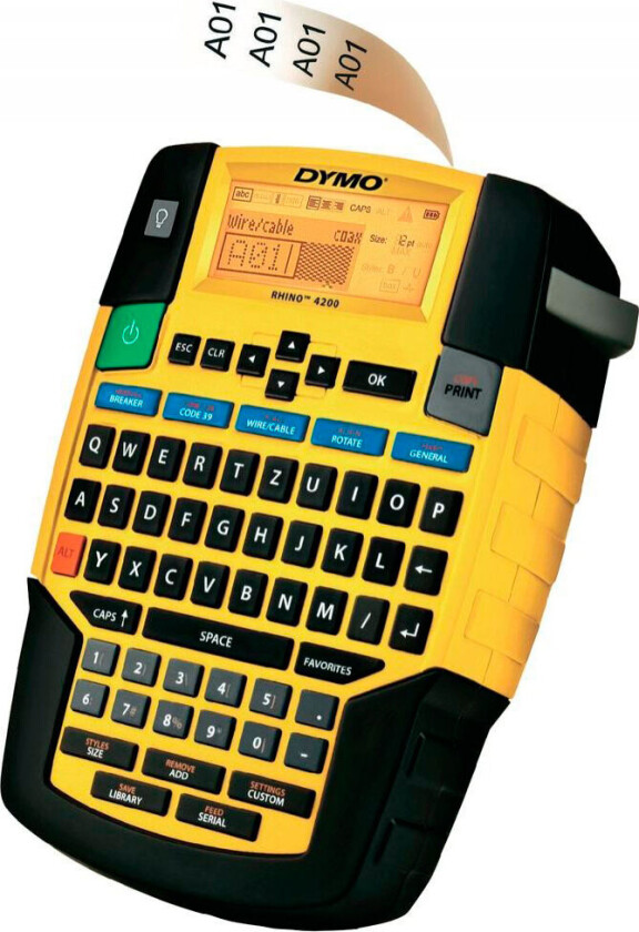 Dymo Rhino 4200 Kit - Etikettmaker - S/H - termotransfer - Rull (1,9 cm) - kutter