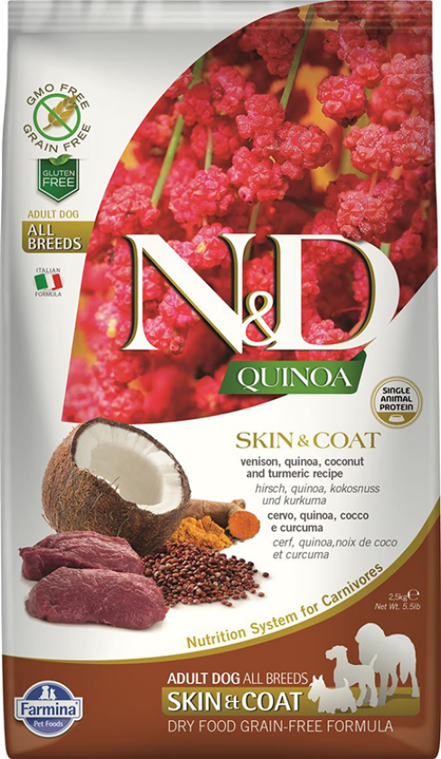 N&D Quinoa Skin & Coat Venison Tørrfôr til hund 2,5 kg