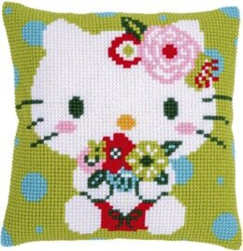 Broderipakke Pute Hello Kitty Blomster