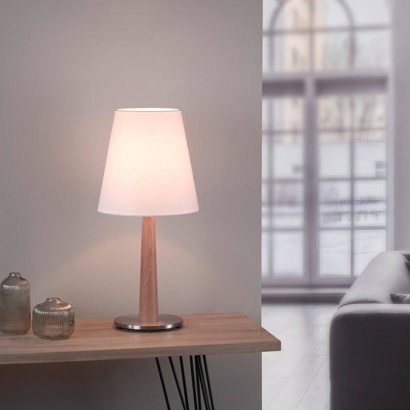 Elif bordlampe hvit, konisk natureik