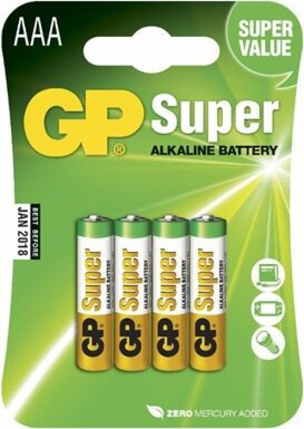 GP Super Alkaline AAA 4-pk