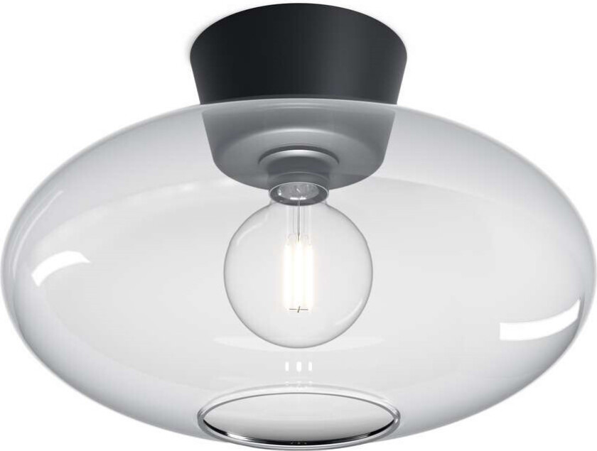 Bullo takplafond XL klart glass Ø 38 cm Matt svart