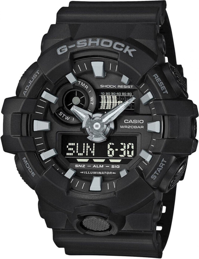 G-Shock GA-700-1BER - Anadigi - Sort - Herreklokker - Resin - Mineral