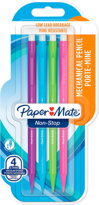Bilde av Papermate SharpWriter, Blå, Grønn, Rosa, Lilla, Plast, Sort, HB, 0,7 mm, Rund