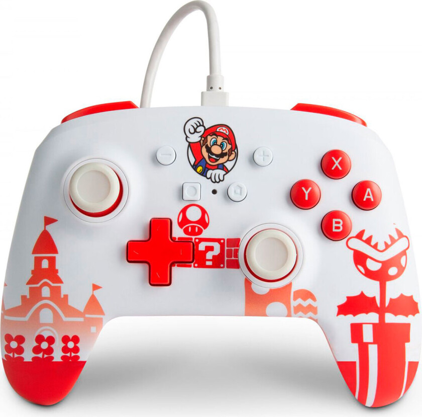 Enhanced Wired Controller For Nintendo Switch– Mario Red/White