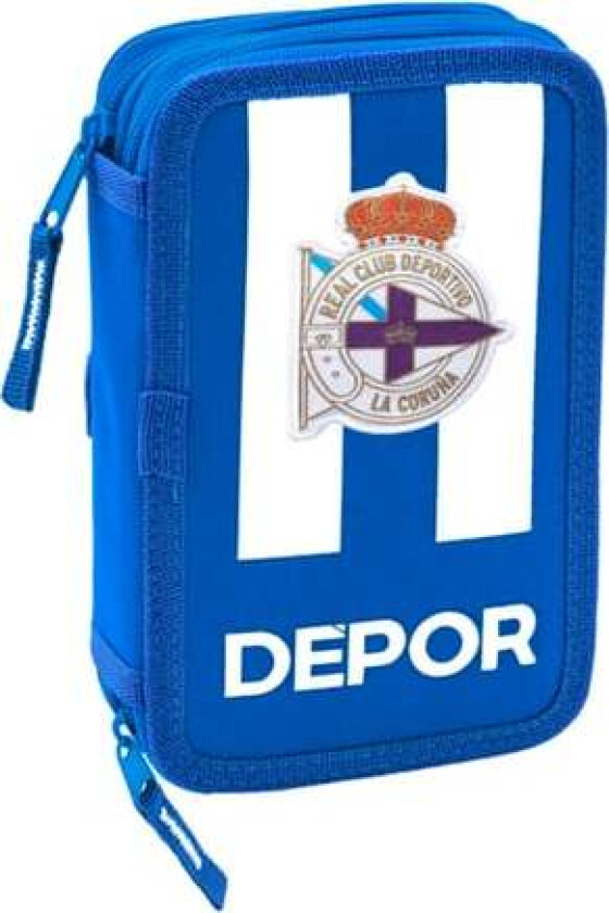 Dobbelt pennal RC Deportivo de La Coruña Blå Hvit 12,5 x 19,5 x 4 cm