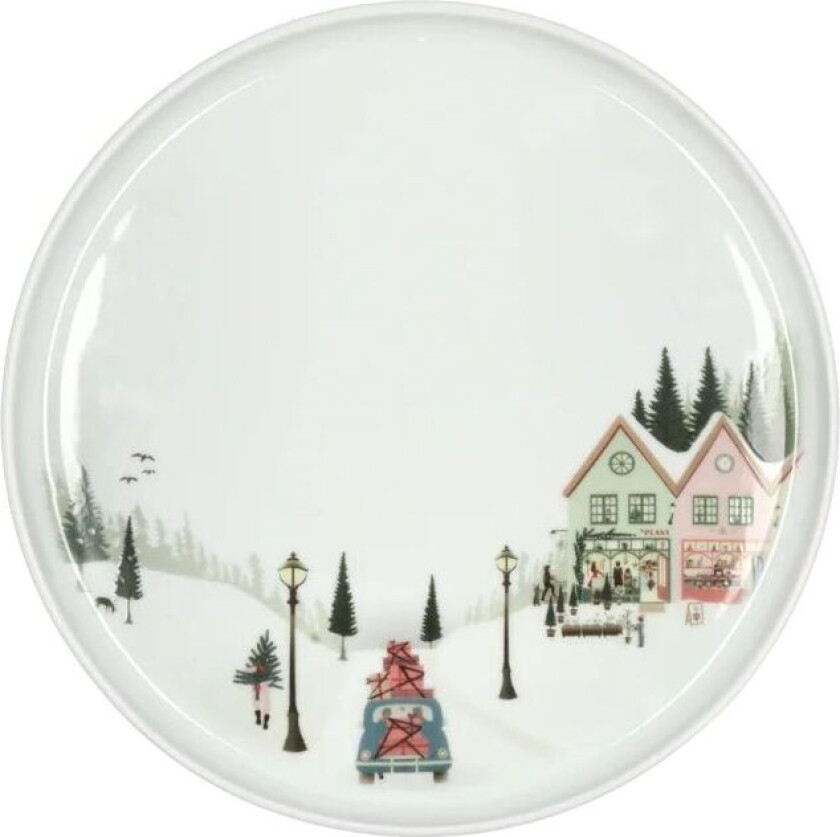 Plate flat straight edge Winter 20 cm White Ovenproof porcelain