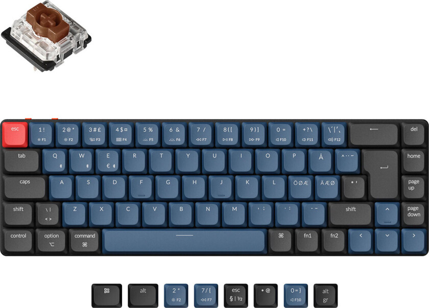 K7 Pro QMK/VIA RGB Wireless - Gateron Low Profile Brown Hot Swap - Gamingtastatur - Uten numpad - Nordisk - Svart