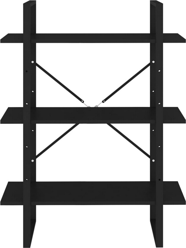 Bokhylle svart 80x30x105 cm sponplate