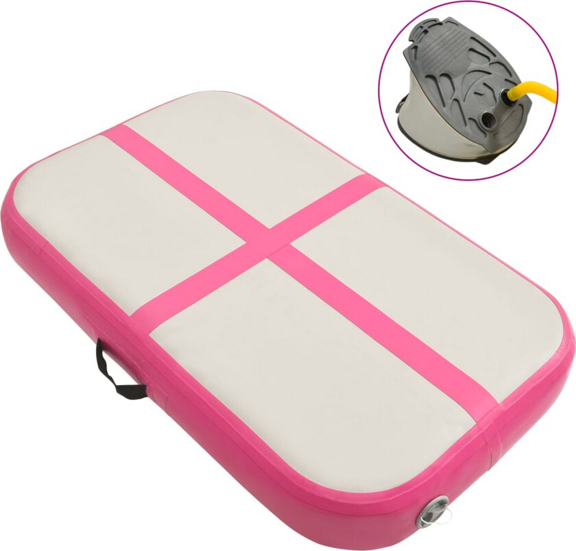 Oppblåsbar gymnastikkmatte med pumpe 60x100x10 cm PVC rosa