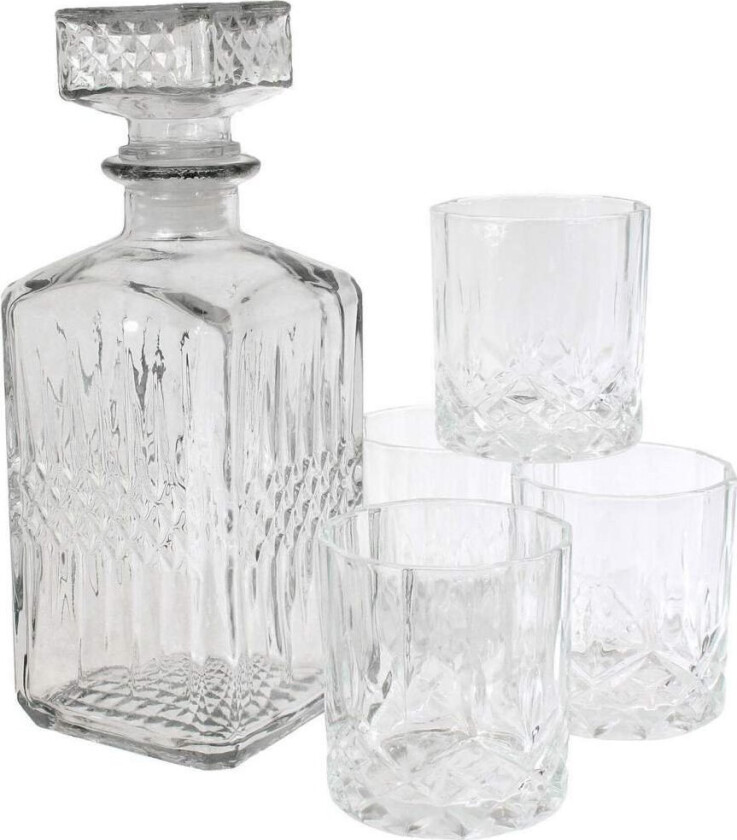 Whiskykaraffel med 4 whiskyglass