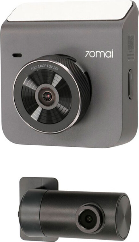 Dash Cam A400 + RC09 Gray Dash Camera 1440p + 1080p, GPS, WiFi