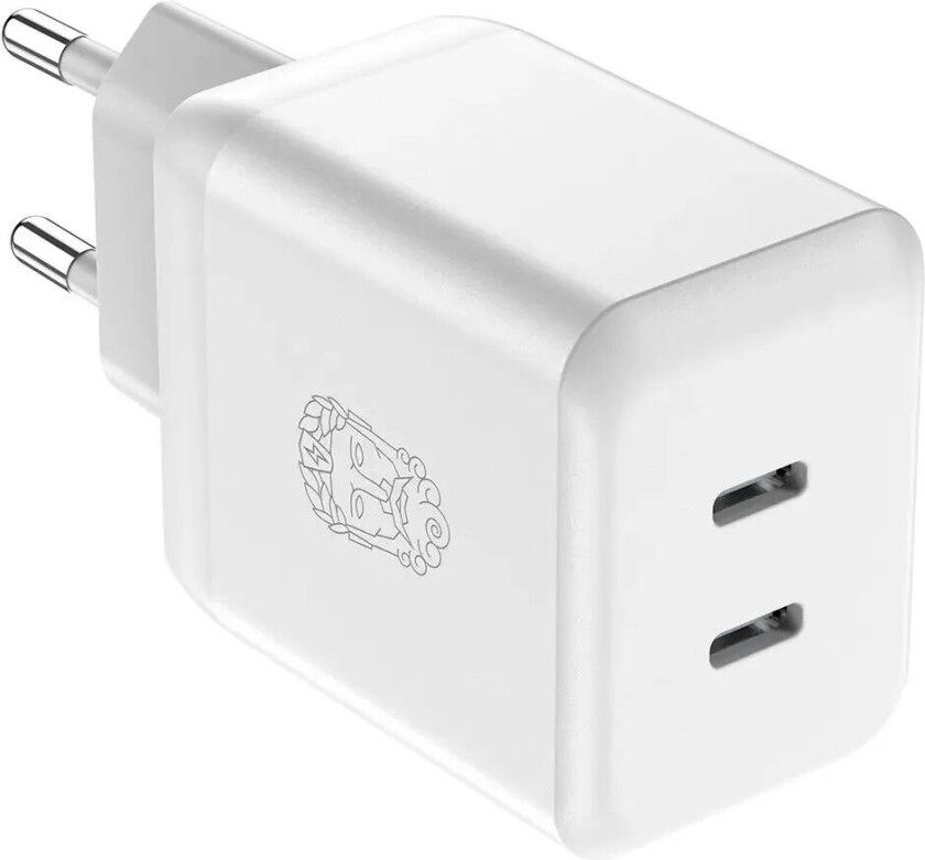 Upström Circular GaN 35W Bærekraftig Vegglader med 2 x USB-C - Hvit