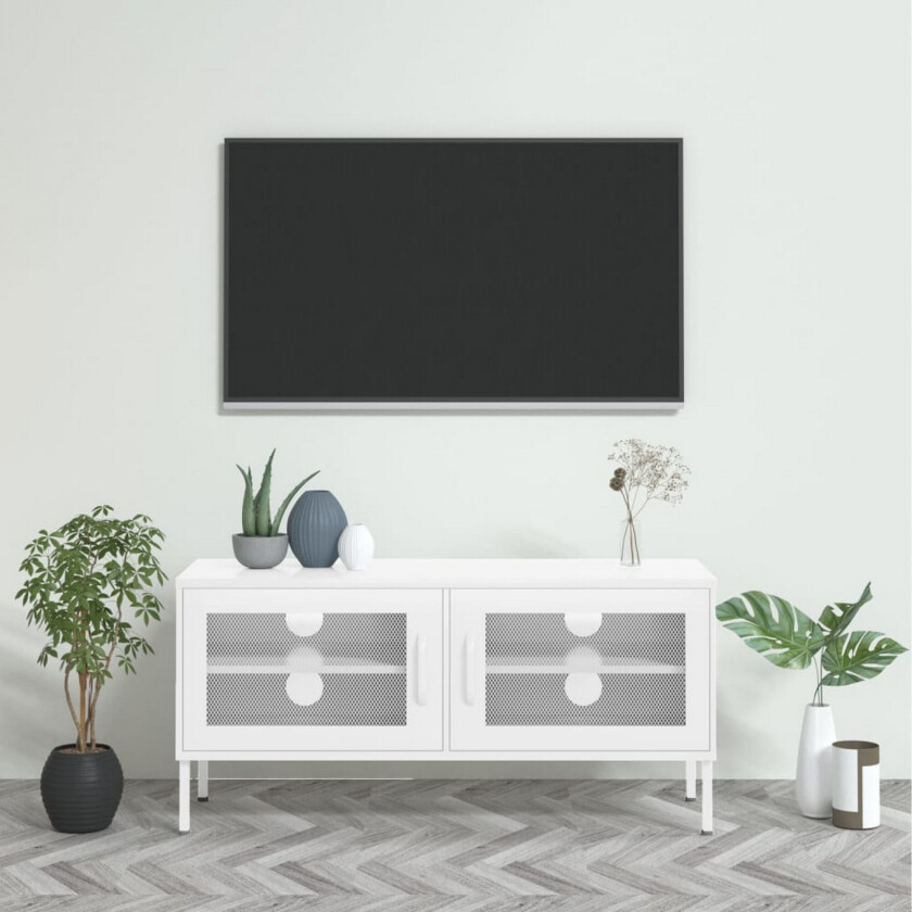 TV-benk hvit 105x35x50 cm stål