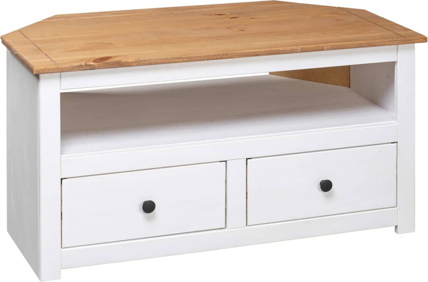 TV-hjørneskap hvit 93x49x49 cm heltre furu Panama Range