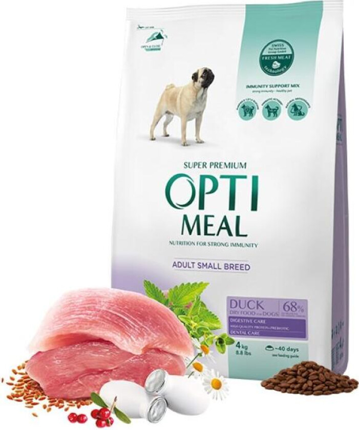 Dog Adult & Senior Small Breed Duck with Digestive & Dental Care Tørrfôr til hund 4 kg