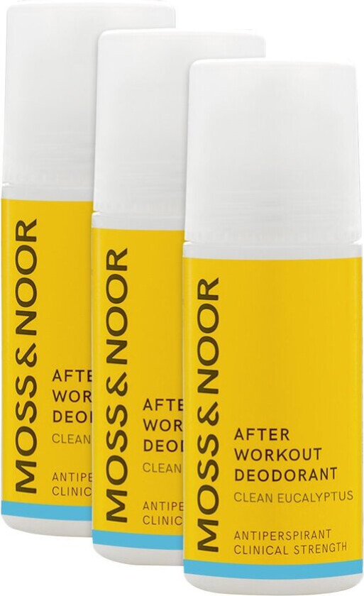 MOSS & NOOR After Workout Roll-On Deodorant Fresh Clean Eucalyptus 3stk (Verdi 387,-)