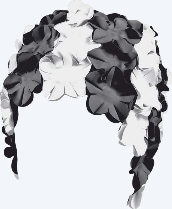 badehette med blomster - Svart/hvit