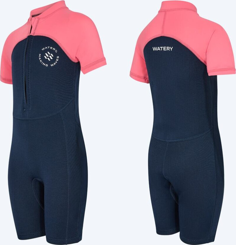 UV våtdrakt til barn - Calypso Shorty - Koral/mørkeblå