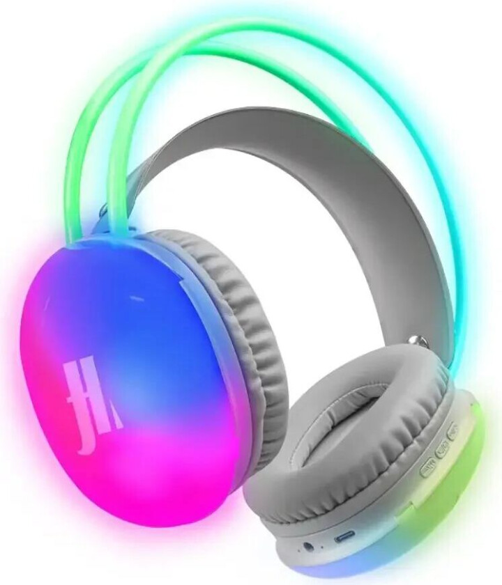 Light Pop Trådløse Bluetooth On-Ear Hodetelefoner med LED Lys - Grå