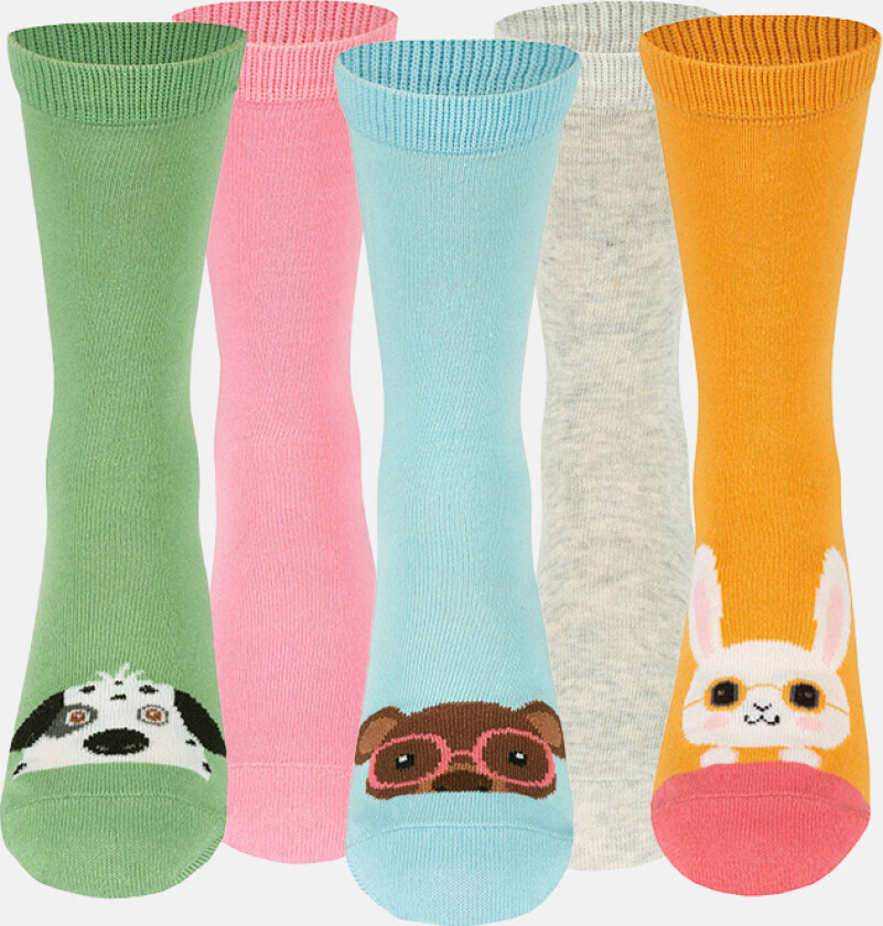 Sokker i Økologisk Bomull x5 - Pink - 25-28 25-28