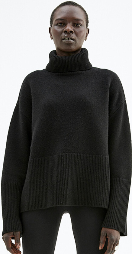 Oversized Høyhalset Strikkegenser Merinoull - Black S