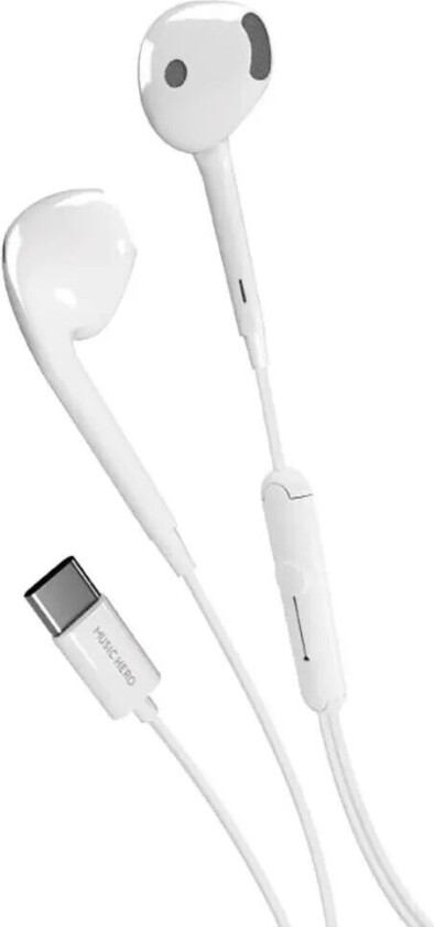 Tubb Stereo In-Ear Hodetelefoner med USB-C og Mikrofon - Hvit