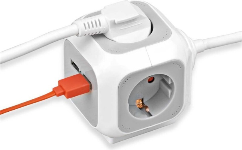 brennenstuhl ALEA-Power - Flerkoplingslist - AC 230 V - 3680 watt - inngang: strøm - utgangskontakter: 4 (2 x USB, 4 x strøm) - 1.4 m kabel - hvit, l