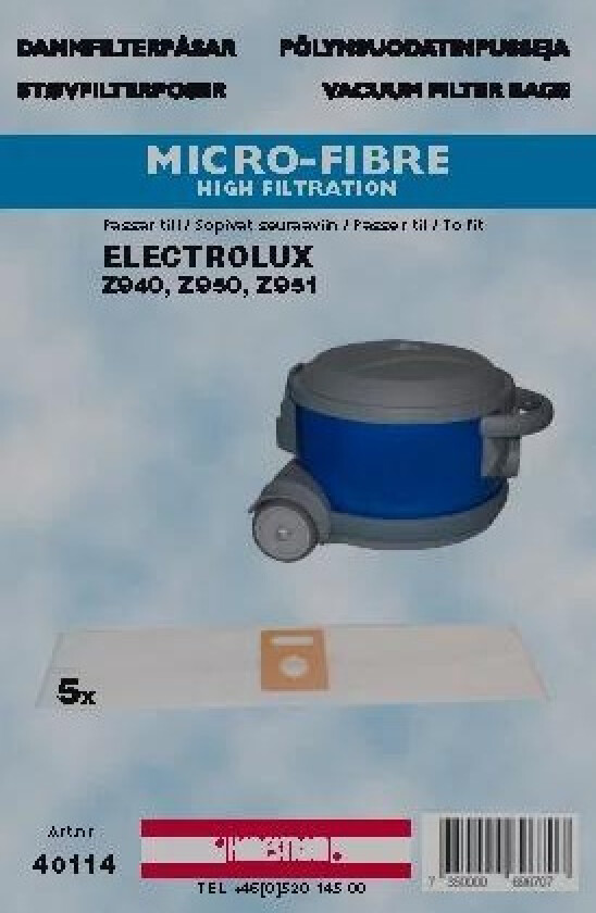 Dammsugarpåsar Hanestrom Electrolux Z940,Z950, Z951 5P