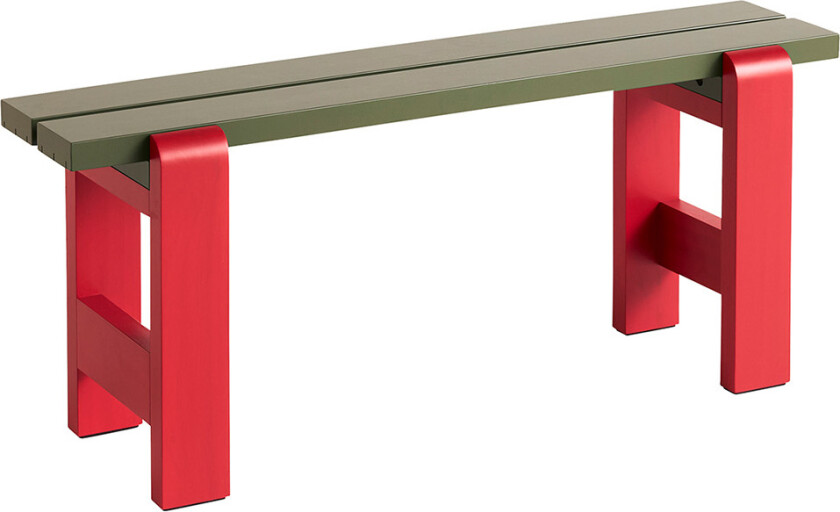 Weekday Bench Duo / Olive Benchtop, Wine Red Frame