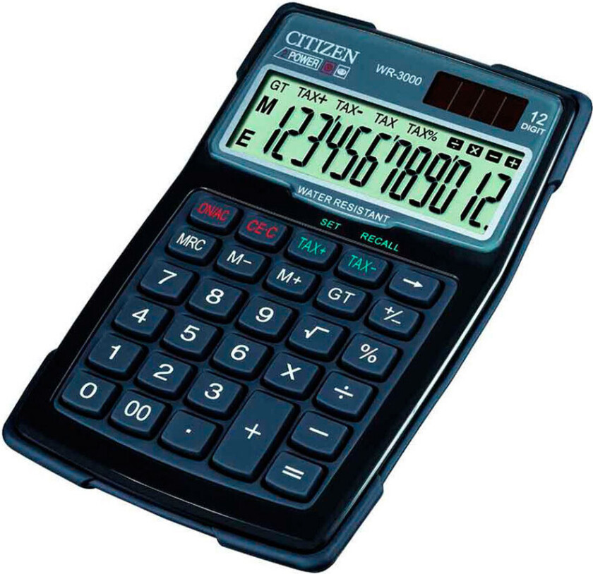 Citizen WR-3000 - Skrivebordskalkulator - 12 sifre - solpanel, batteri - svart