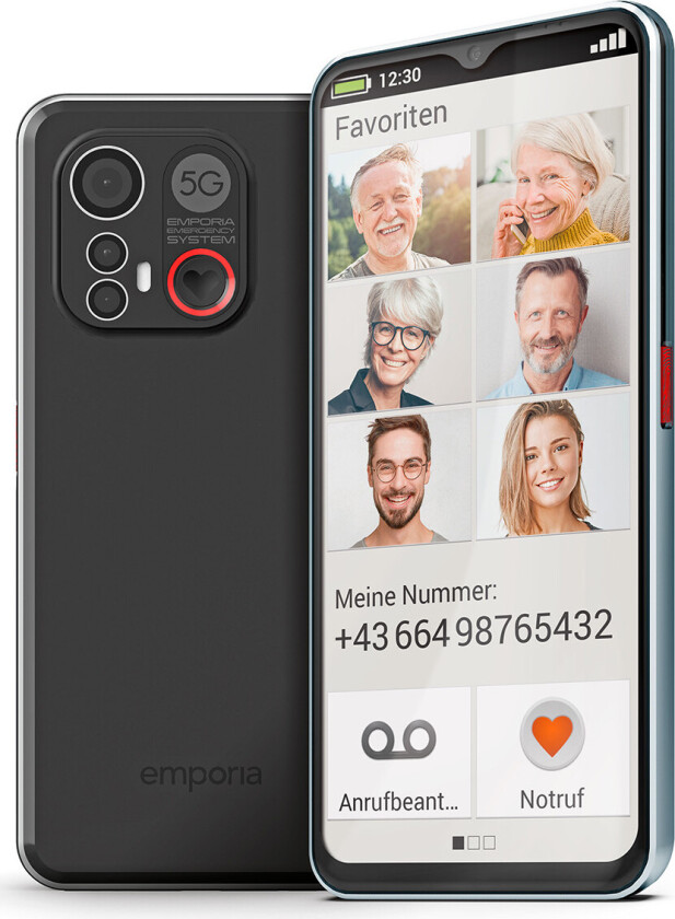 Emporia SMART.6 - 5G smarttelefon - RAM 6 GB / Internminne 128 GB - microSD slot - LCD-display - 6.58 - 1280 x 2408 pixels - 2x bakkameraer 50 MP, 2 MP - front camera 8 MP