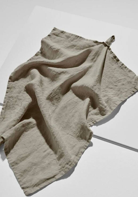 Frank kjøkkenhåndkle i fransk lin Kakigrønn