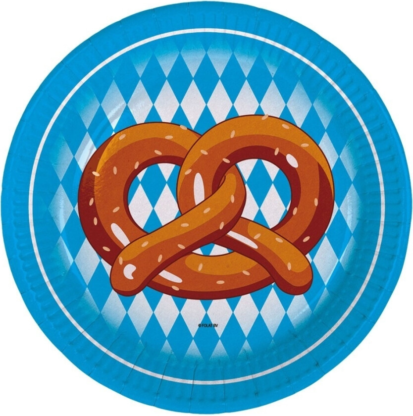 Oktoberfest papptallerken -Pretzel- 18cm, pk/8