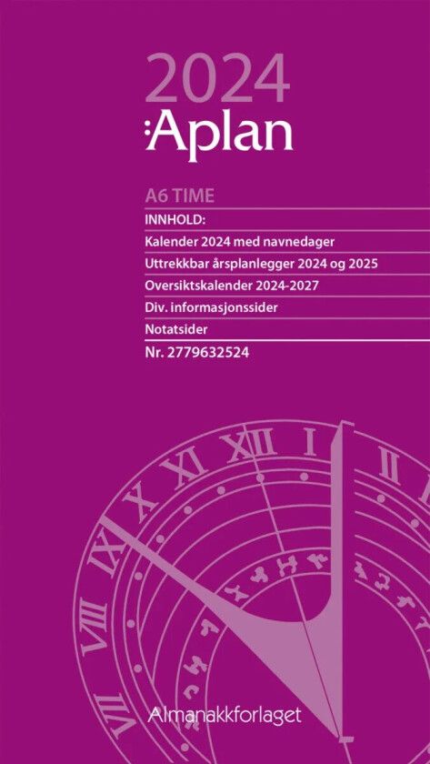 Kalender 2024 Aplan A6 Time uke årssett