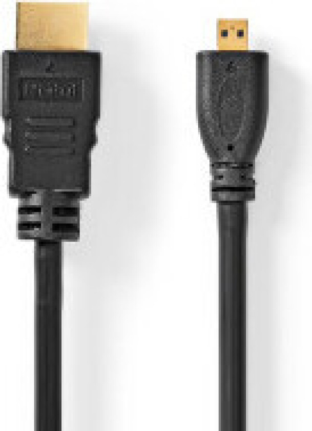 High Speed HDMI kabel med Ethernet | HDMI -kontakt | HDMI mikrokontakt | 4K@30Hz | 10.2 Gbps | 2.00 m | Rund | PVC | Sor