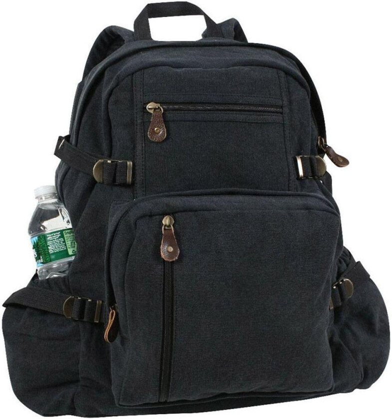 Jumbo Vintage Canvas Backpack Black