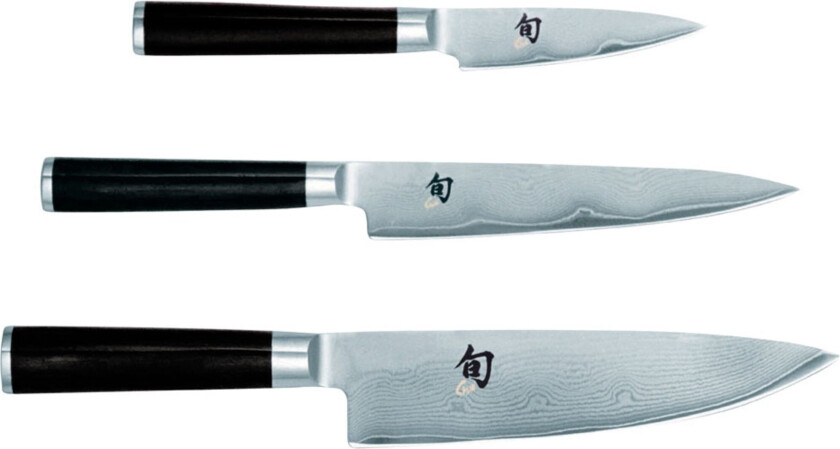 Shun Classic knivsett 3 deler Krom-svart