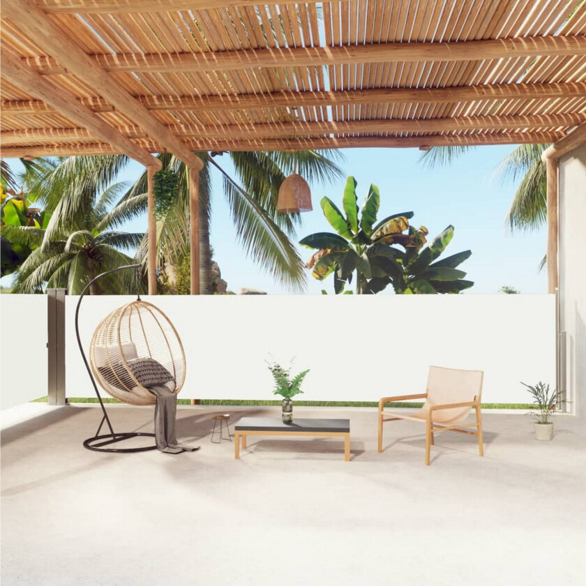 Uttrekkbar sidemarkise 140x1000 cm kremhvit