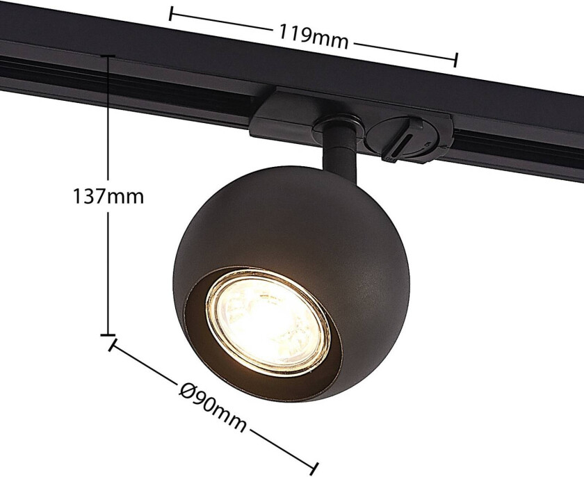 Linaro LED-spot, 1-faset skinne, svart